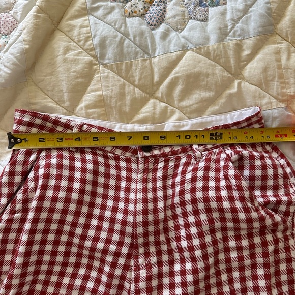 Nudie Jeans Red and White Checkered Wide Leg Pants - Picture 5 of 6